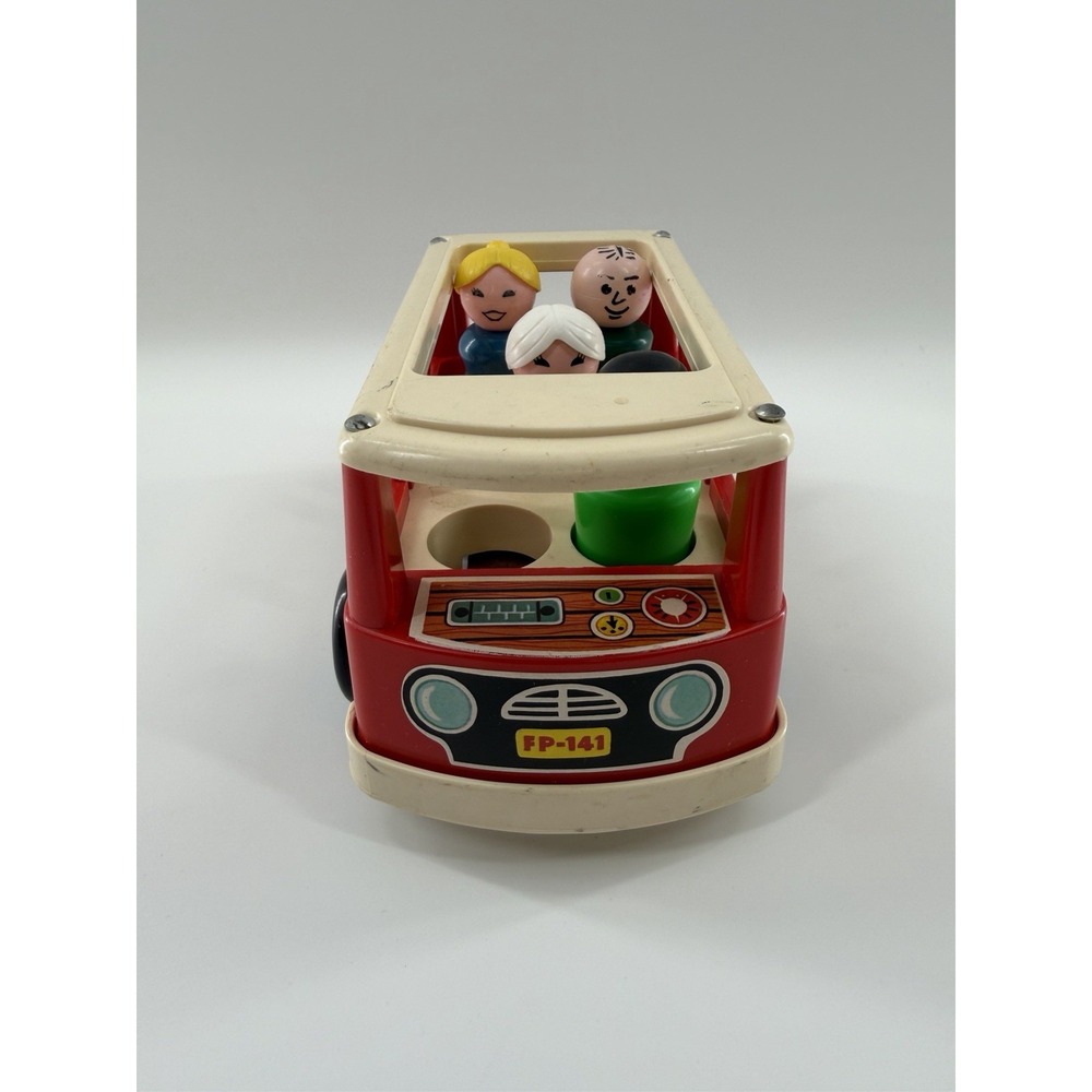 Vintage Fisher Price Little People MINI BUS 4 family little people Figures 1969
